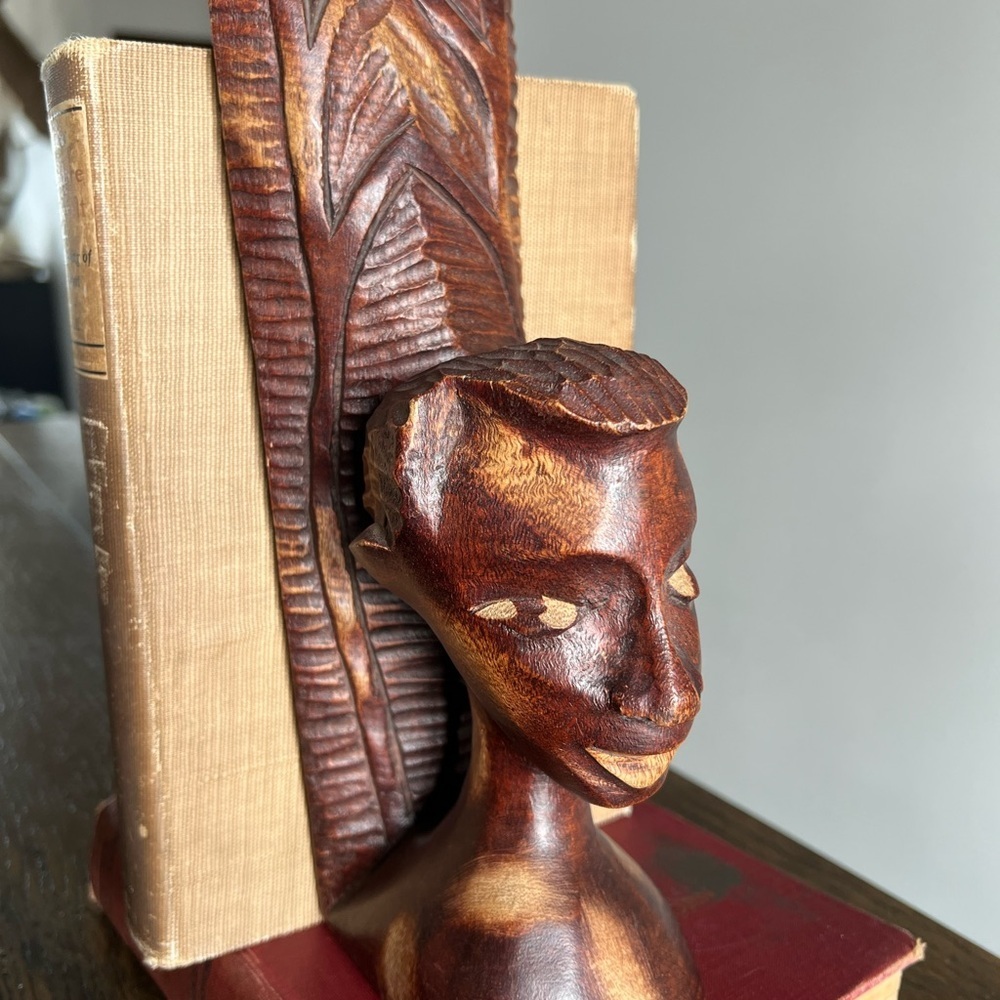 Vintage Hand Carved Wooden Tribal Heads Bookend Igorot Islander Ethnic Art‎ Deco - Picture 4 of 13